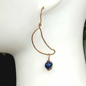 BOGO EARRINGS Lapis lazuli crescent moon dangle earrings, 2.5"